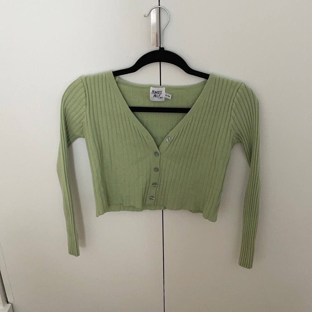 Princess Polly Green Button Down Crop Top